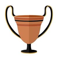 Ancient Greece clay kantharos wine cup. Antiquity drinking kantharos cup with patterns. Used in the Greek feast flat isolated on white background. vector