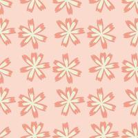 Cute seamless pattern with spring field flower silhouettes. Pink palette artwork. Simple design. vector