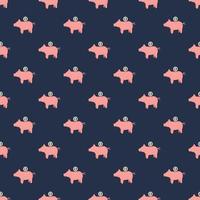 Piggy bank seamless pattern. Funny financial toy background. vector