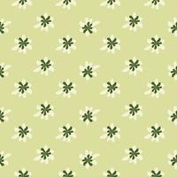 Little doodle daisy flowers print seamless pattern in pastel tones. Light green background. vector