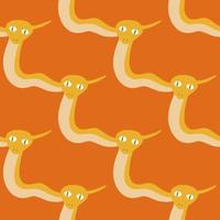 Bright tones seamless pattern with abstract animal yellow snakes shapes. Orange background. Doodle print. vector