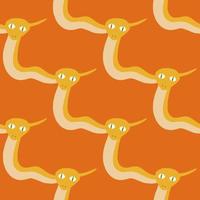 Bright tones seamless pattern with abstract animal yellow snakes shapes. Orange background. Doodle print. vector