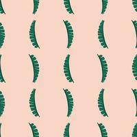 Patrón transparente tropical vintage dibujado a mano con formas de hoja de helecho verde. fondo rosa pastel. impresión de flora. vector