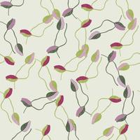 Decorative seamless pattern with little random abstract poppy bud flowers shapes. Pastel green background. vector