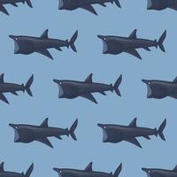 Basking shark seamless pattern in scandinavian style. Marine animals background. Vector illustration for children funny textile.