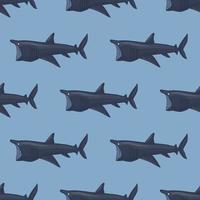 Basking shark seamless pattern in scandinavian style. Marine animals background. Vector illustration for children funny textile.