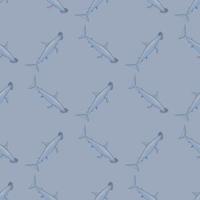 patrón sin fisuras de tiburón martillo en estilo escandinavo. fondo de animales marinos. ilustración vectorial para niños textil divertido. vector