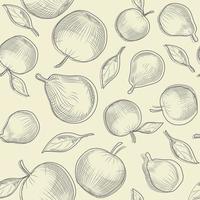 Apple tree leaf and pear backdrop. Apple and pear seamless pattern. vector