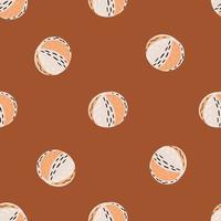 Volleyball balls ornament seamless doodle pattern. Brown background. Creative kids activity spirt backdrop. vector