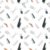 Seamless pattern hairdressing in doodle on white background. vector