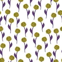 Isolated seamless pattern with little yellow random roses print. White background. Floral artwork. vector