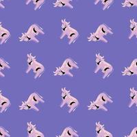 Seamless pattern cow on violet background. Texture of farm animals for any purpose. vector