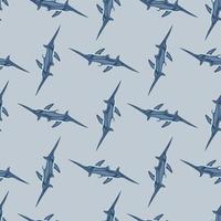 Thresher shark seamless pattern in scandinavian style. Marine animals background. Vector illustration for children funny textile.