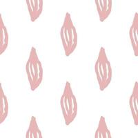 Isolated seamless botanic pattern with abstract leaf ornament. Pink print on white background. vector