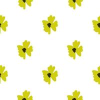 Isolated cute yellow flower elements seamless doodle pattern. White background. Decorative style. vector