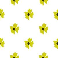 Isolated cute yellow flower elements seamless doodle pattern. White background. Decorative style. vector