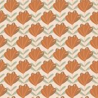 Orange colored doodle flowers elements seamless pattern. Grey background. Scrapbook elements. vector