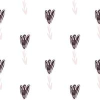 Isolated botanic hand drawn pattern with simple flower ornament. White background. vector