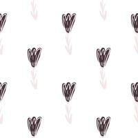 Isolated botanic hand drawn pattern with simple flower ornament. White background. vector