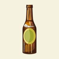 botella de cerveza dibujada a mano aislada sobre fondo claro. plantilla de botella de cerveza ligera. vector