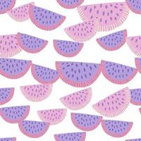 Isolated purple and lilac abstract lemon slice shapes print. White background. Random berry slices backdrop. vector