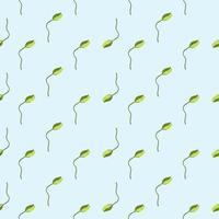 Decorative seamless pattern in abstract style with little poppy bud flowers silhouettes. Light green background. vector