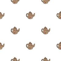 Vintage teapots seamless pattern. Background of teatime in hand drawn style. vector