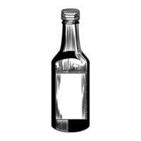 Soju bottle isolated on white background. Glass vodka bottle in vintage engraved style. vector