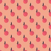 patrón decorativo de verano sin costuras con estampado de manzana. formas abstractas de vitamina. obras de arte saludables en colores rosas. vector