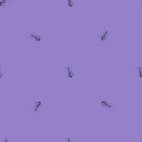 Seamless pattern colony ants on purple background. Vector insects template in flat style for any purpose. Modern animals texture.