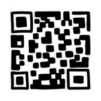 qr - código aislado sobre fondo blanco. código de escaneo de producto universal en estilo doodle. vector