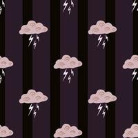 Clouds with lightning of seamless pattern. Cute hand drawn background. vector