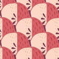 Pink apples abstract silhouettes seamless doodle pattern. Food backdrop. Simple decorative fruit artwork. vector