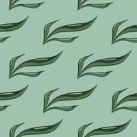 Seamless pattern seaweed on turquoise background. Marine flora templates for fabric. vector