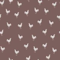 Seamless pattern of rooster. Domestic animals on colorful background. Vector illustration for textile.