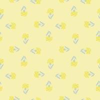 Geometric style meadow flowers seamless pattern with yellow dandelion silhouettes. Pastel background. vector