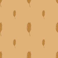 Wheat seamless pattern. Cereal crop sketch. vector