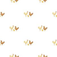 Seamless pattern of chicken family. Domestic animals on colorful background. Vector illustration for textile.