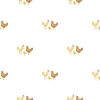 Seamless pattern of chicken family. Domestic animals on colorful background. Vector illustration for textile.