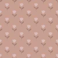 Pale tones seamless pattern with doodle tulip flowers shapes. Bloom backdrop in hand drawn style. vector