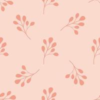 Spring style seamless pattern with pink eucalyptus shapes leaves. Pastel background. Tropical ornament. vector