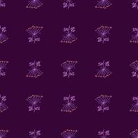 Dark botanic seamless pattern with meadow purple yarrow ornament. Dark purple background. Simple style. vector