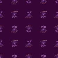 Dark botanic seamless pattern with meadow purple yarrow ornament. Dark purple background. Simple style. vector