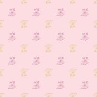 Pastel pink seamless pattern with simple yarrow silhouettes. Vintage field flowers shapes. Summer elements. vector