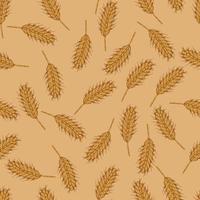 Wheat seamless pattern. Cereal crop sketch. vector