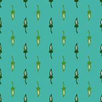 Natural seamless pattern with abstract green leaves elements. Bright blue background. Simple style. vector