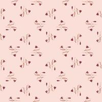 patrón sin costuras de estilo geométrico con adorno de formas botánicas de bluubell. fondo rosa claro. estampado de verano. vector