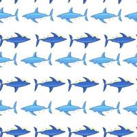 Seamless pattern shark on isolated white background. Texture of marine fish for any purpose. vector