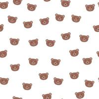 Bear pattern seamless in freehand style. Head animals on colorful background. Vector illustration for textile.