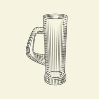 jarra de cerveza dibujada a mano. vaso vacío de cerveza aislado sobre fondo claro. vector